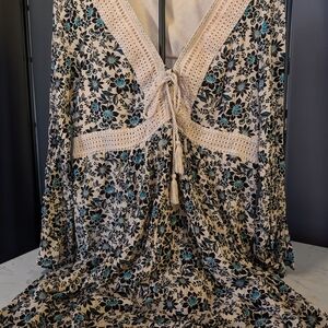 Torrid Floral Bohemian Dress with Crochet Details 1